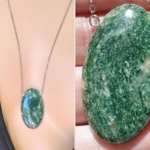 Big Aventurine Necklace Pendant, Aventurine Crystal Necklace Silver Or Gold, Green Gemstone Necklace, Green Crystal Jewelry Exact Stone