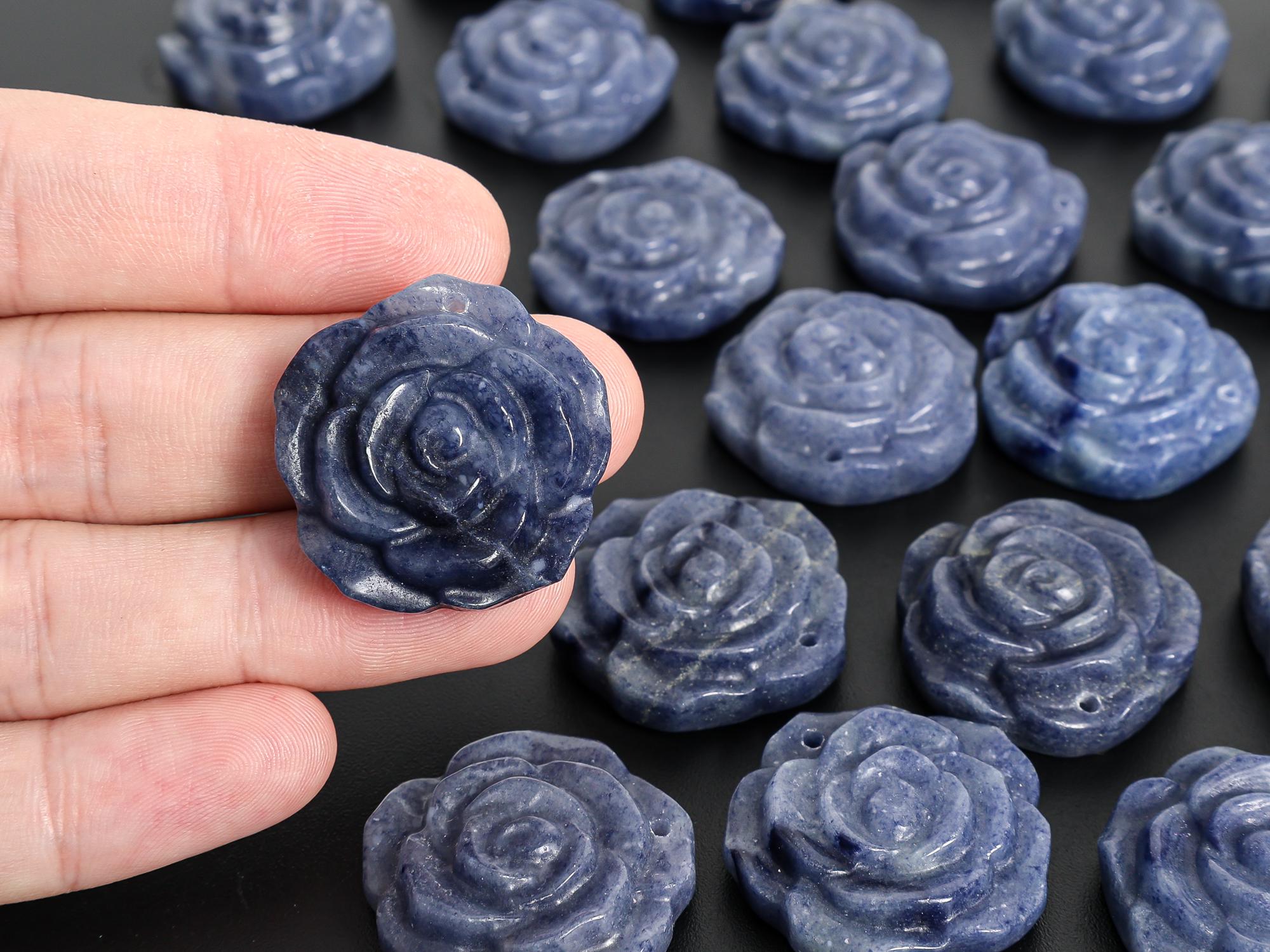 Blue Aventurine Flower Pendant Grade Aaa Natural One Of A Kind Gemstone