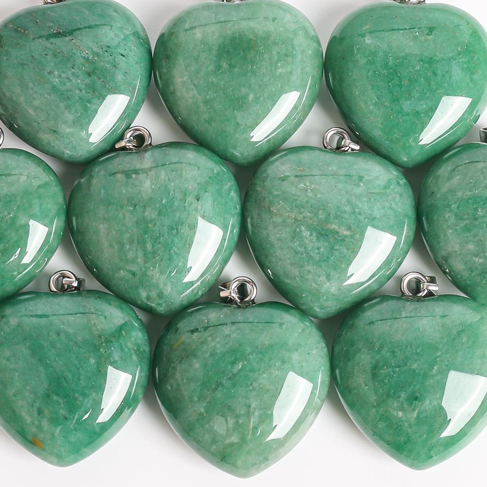 Genuine Natural Green Heart Aventurine Top Drilled Healing Gemstone Pendant