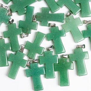Genuine Natural Green Cross Aventurine Top Drilled Healing Gemstone Pendant