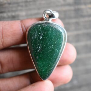 Green Aventurine 925 Silver Drop Pendant, Aaa Quality