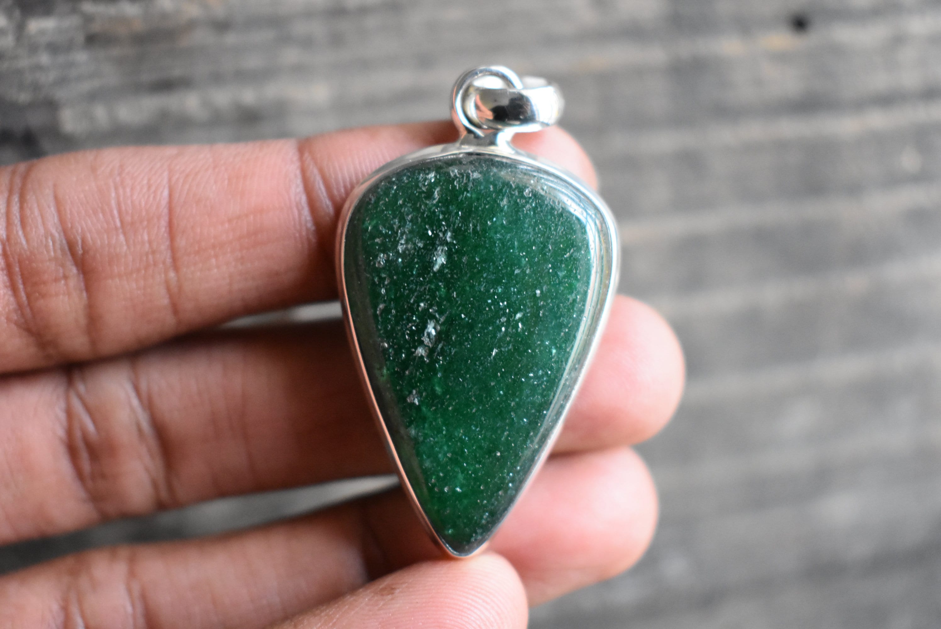 Green Aventurine 925 Silver Drop Pendant, Aaa Quality