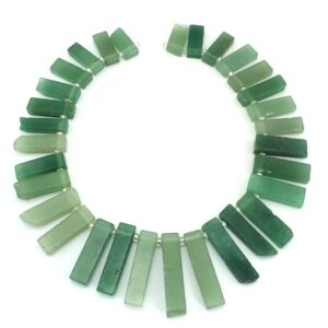 Green Graduated Slice Aventurine, Stick Point Beads ,Slices Aventurine Beads, Point Beads DIY Necklace Pendant Jewelry Making-15.5inches