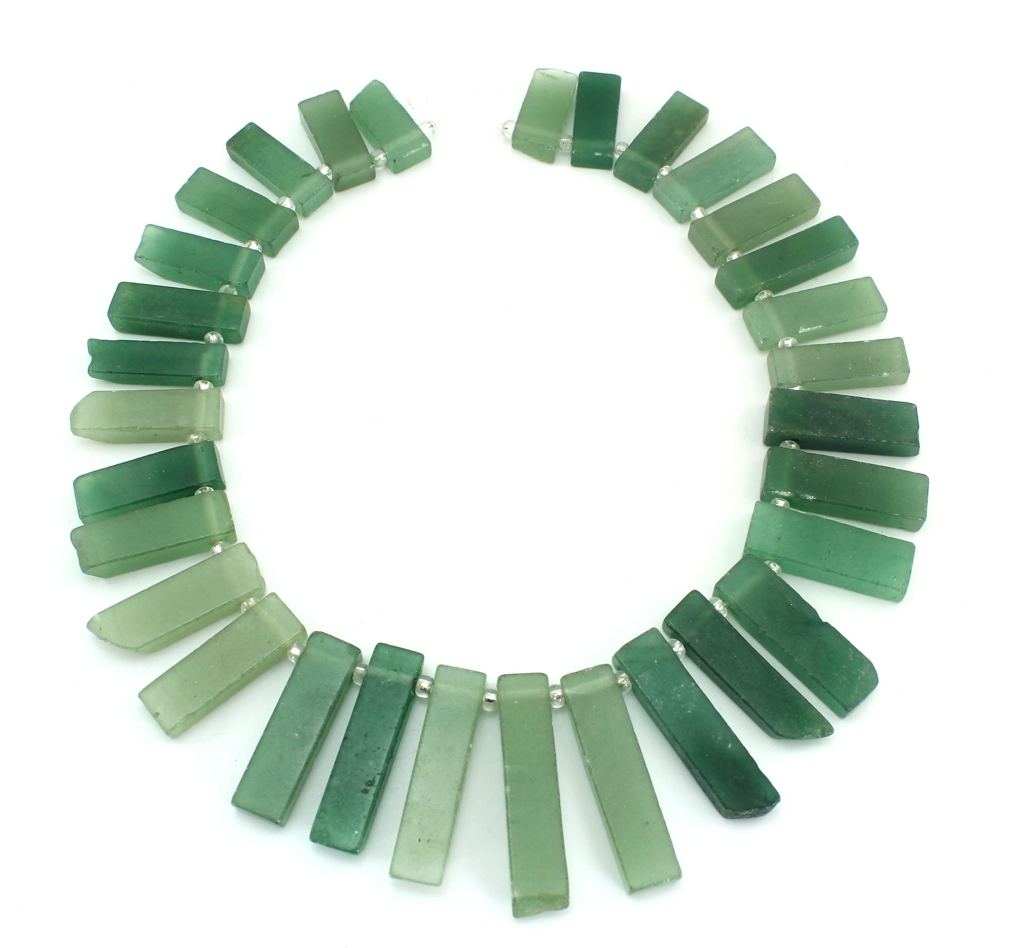 Green Graduated Slice Aventurine, Stick Point Beads ,slices Aventurine Beads, Point Beads Diy Necklace Pendant Jewelry Making-15.5inches