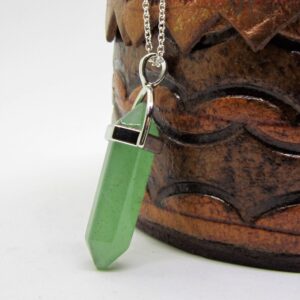 Green Aventurine Healing Point Pendant Heart Chakra  Aries Money Health Green Aventurine Chain Necklace Chakra Yoga Charm Chain Good Luck