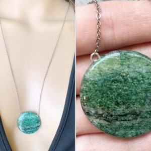 Large Aventurine Necklace Pendant, Aventurine Crystal Necklace Silver Or Gold, Green Gemstone Necklace, Green Crystal Jewelry Exact Stone