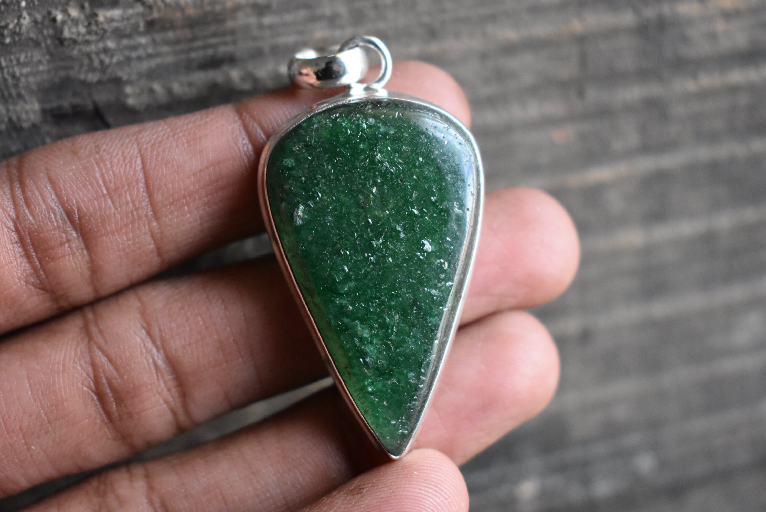 Natural Green Aventurine Drop Pendant, 925 Silver Natural Green Aventurine Drop Pendant, 925 Silver