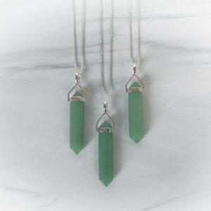 Aventurine Necklace Sterling Silver • Green Aventurine Pendant • Genuine Aventurine • Sterling Gemstone Point • Healing Gemstone Pendant