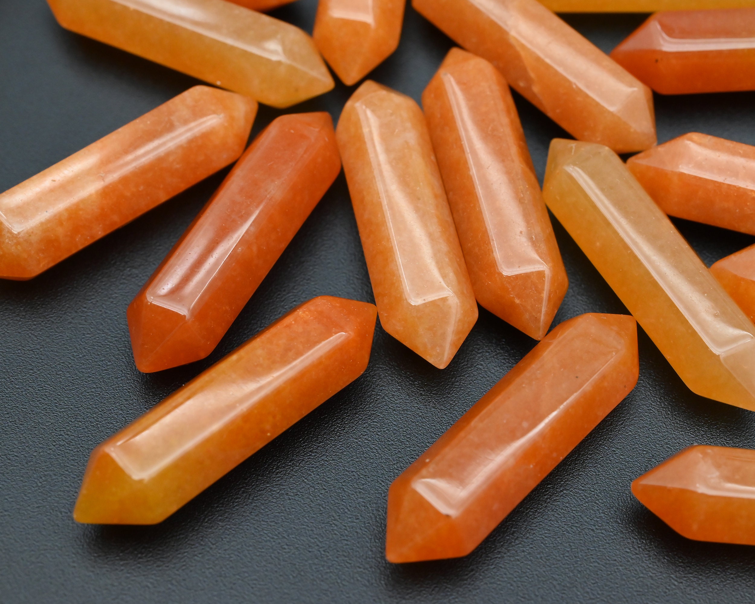 Orange Aventurine Double Terminated Point Beads,for Diy/jewelry Making Beads,no Hole Pendants,double Point Beads,meditation Point Beads.