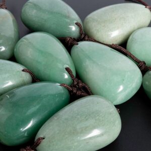 Top Drilled Cabochon- Genuine Natural Green Aventurine Pendant 35-45mm