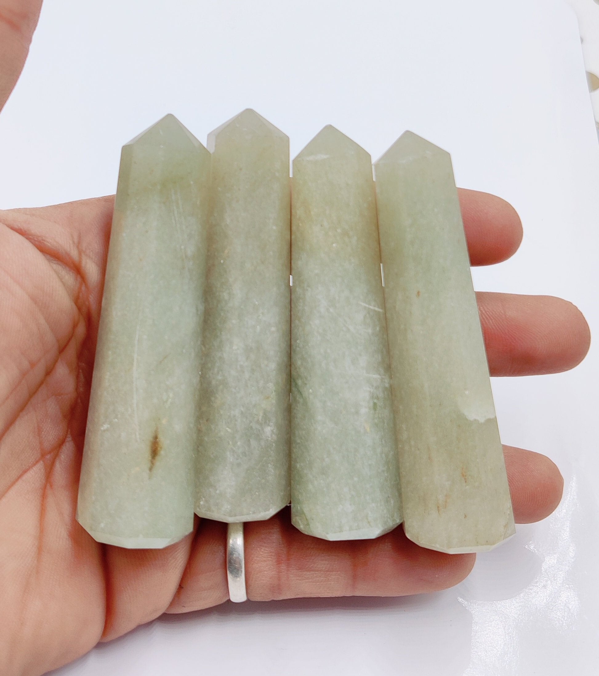 50 Grams + Natural Green Aventurine Tower, Green Aventurine Point, Energy Crystal Tower, Obelisk Crystal, Healing Crystals, 3''-3.5'