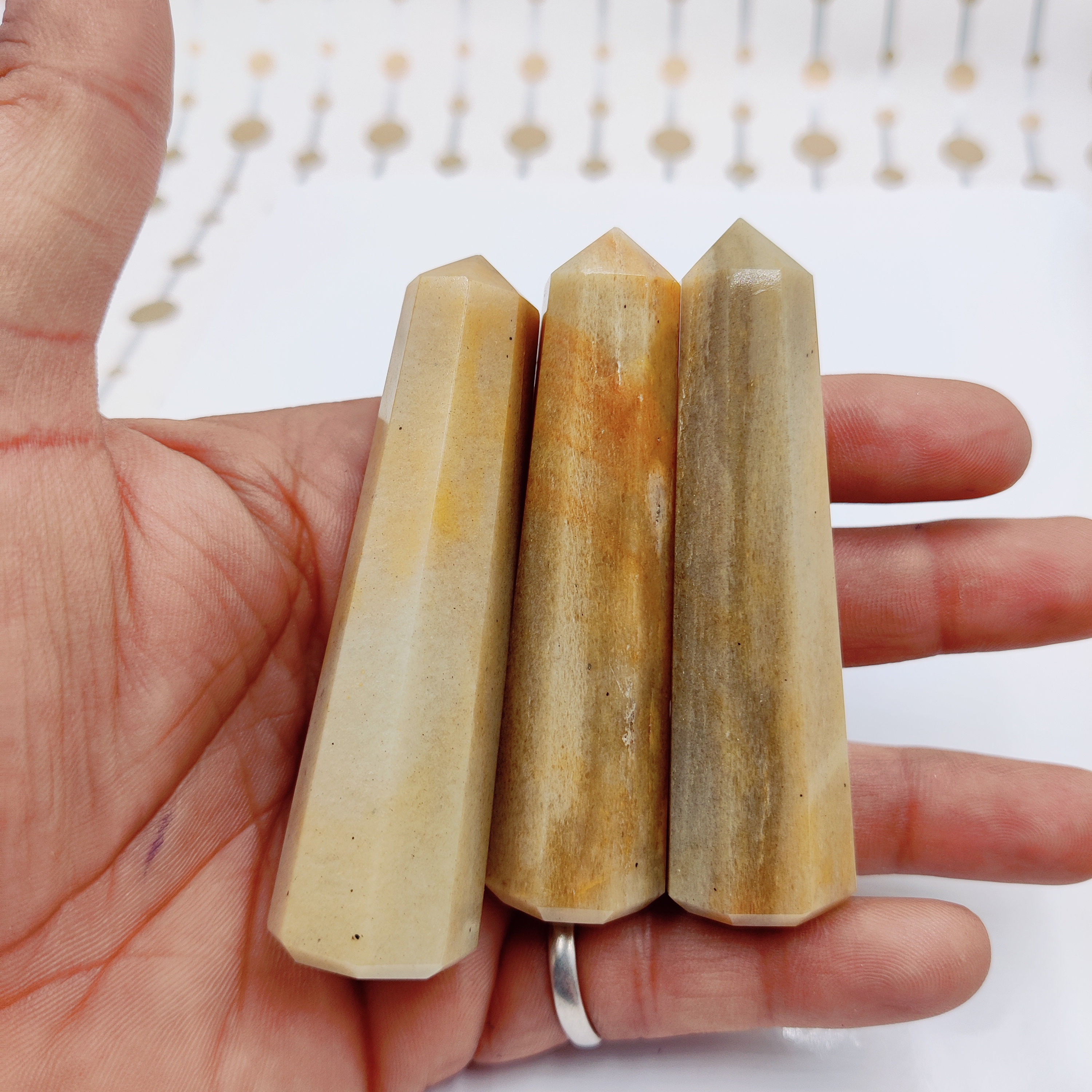 50 Grams + Natural Yellow Aventurine Tower, Aventurine  Point, Energy Crystal Tower, Obelisk Crystal, Healing Crystals, 3''-3.5'