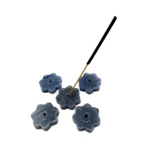 Blue Aventurine Natural Crystal Flower Incense Holder – Carved Gemstone Stick Burner for Meditation - TZ1006 Blue Aventurine Natural Crystal Flower Incense Holder – Carved Gemstone Stick Burner for Meditation - TZ1006