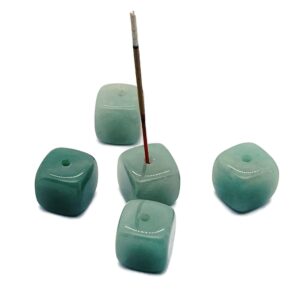 Aventurine Crystal Incense Holder - Crystal Stone Incense Stick Holder - Polished Cube Incense Holder - Healing Stone - IN1004 Aventurine Crystal Incense Holder - Crystal Stone Incense Stick Holder - Polished Cube Incense Holder - Healing Stone - IN1004