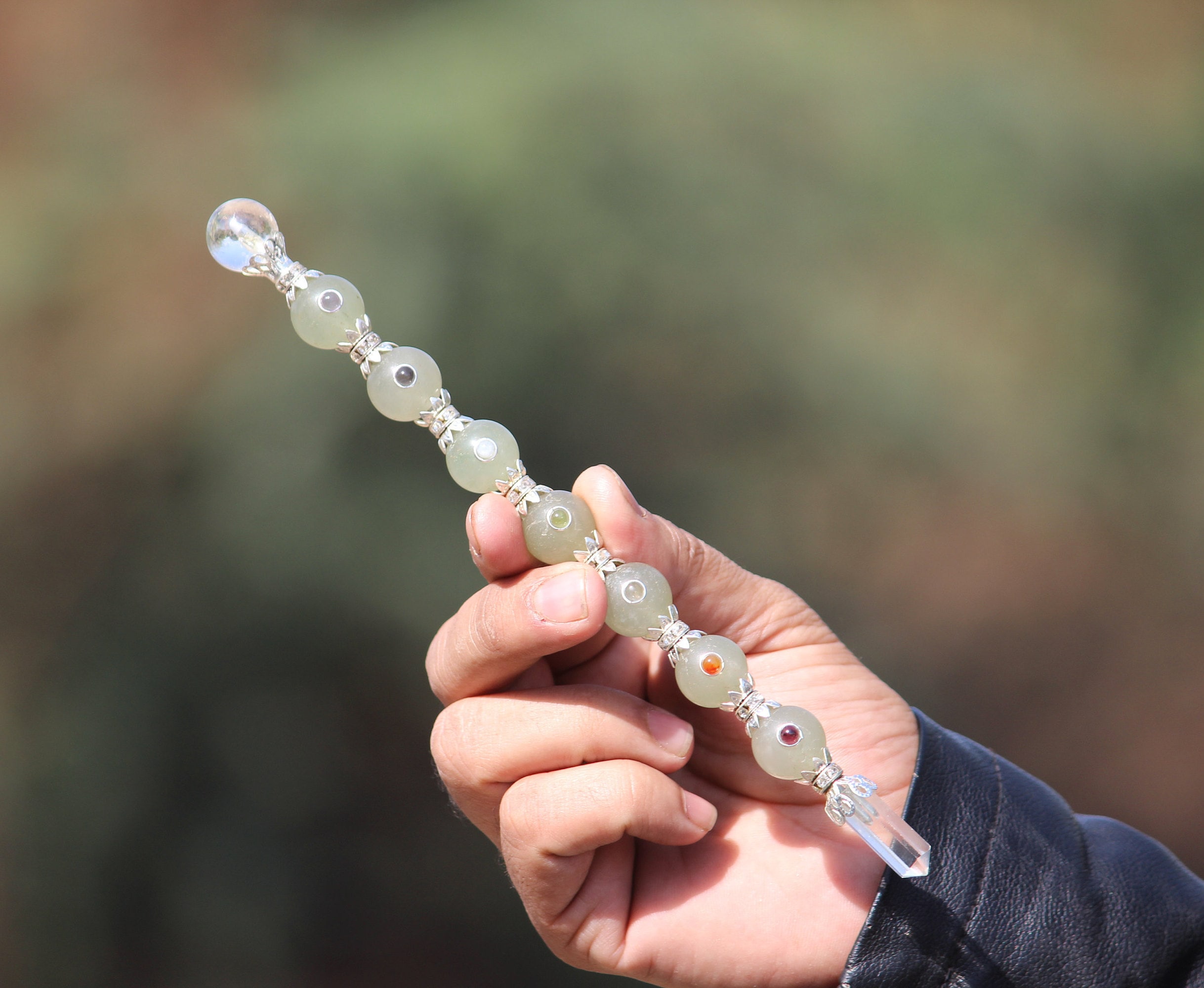 Green Aventurine Chakra Wand: Energy Gemstone Pointed Wand