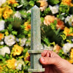 Green Aventurine Crystal Obelisk: Meditation Healing Stone, 190mm Green Aventurine Crystal Obelisk: Meditation Healing Stone, 190mm