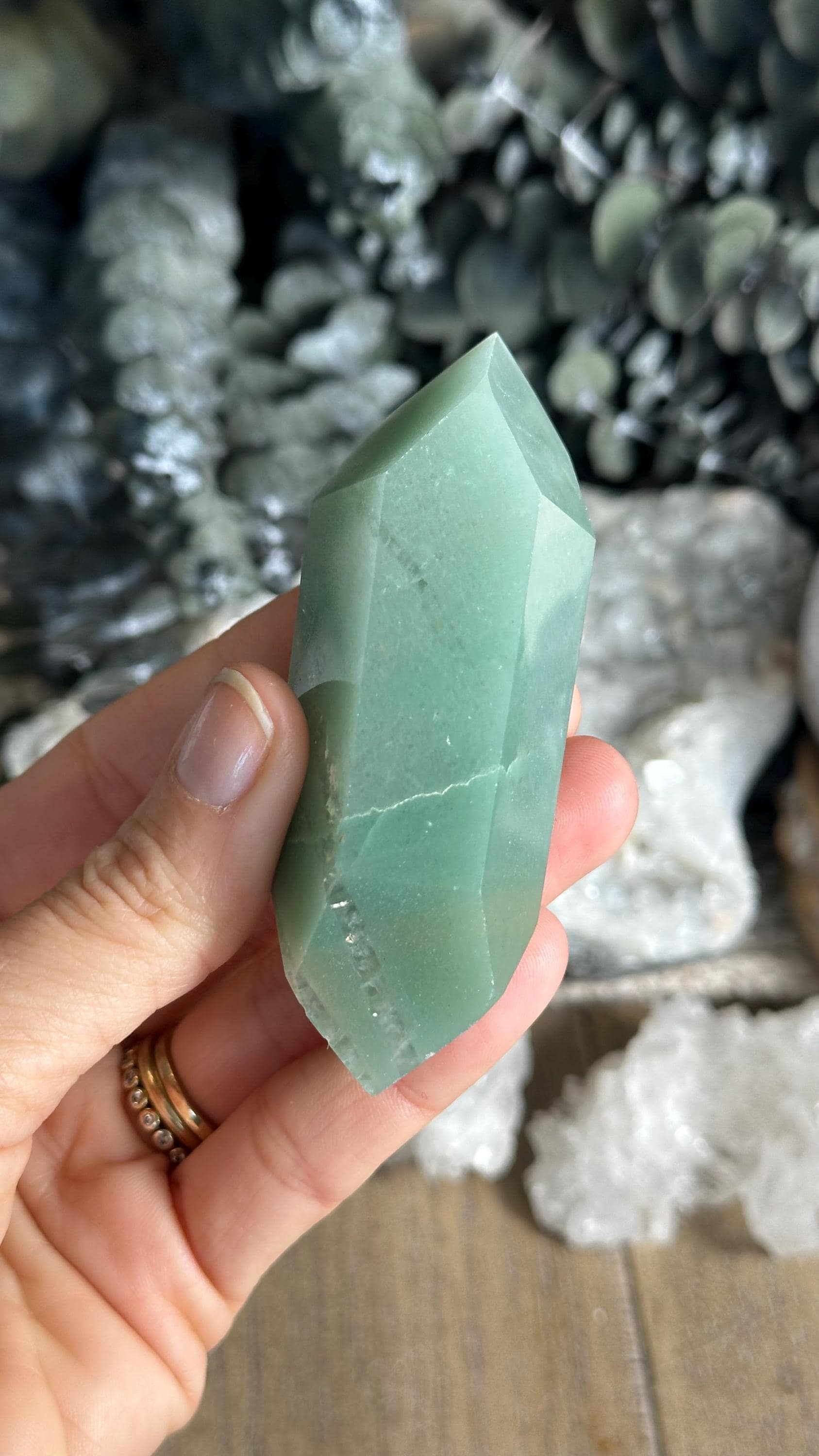 Green Aventurine Crystal Wand: Double Terminated Point