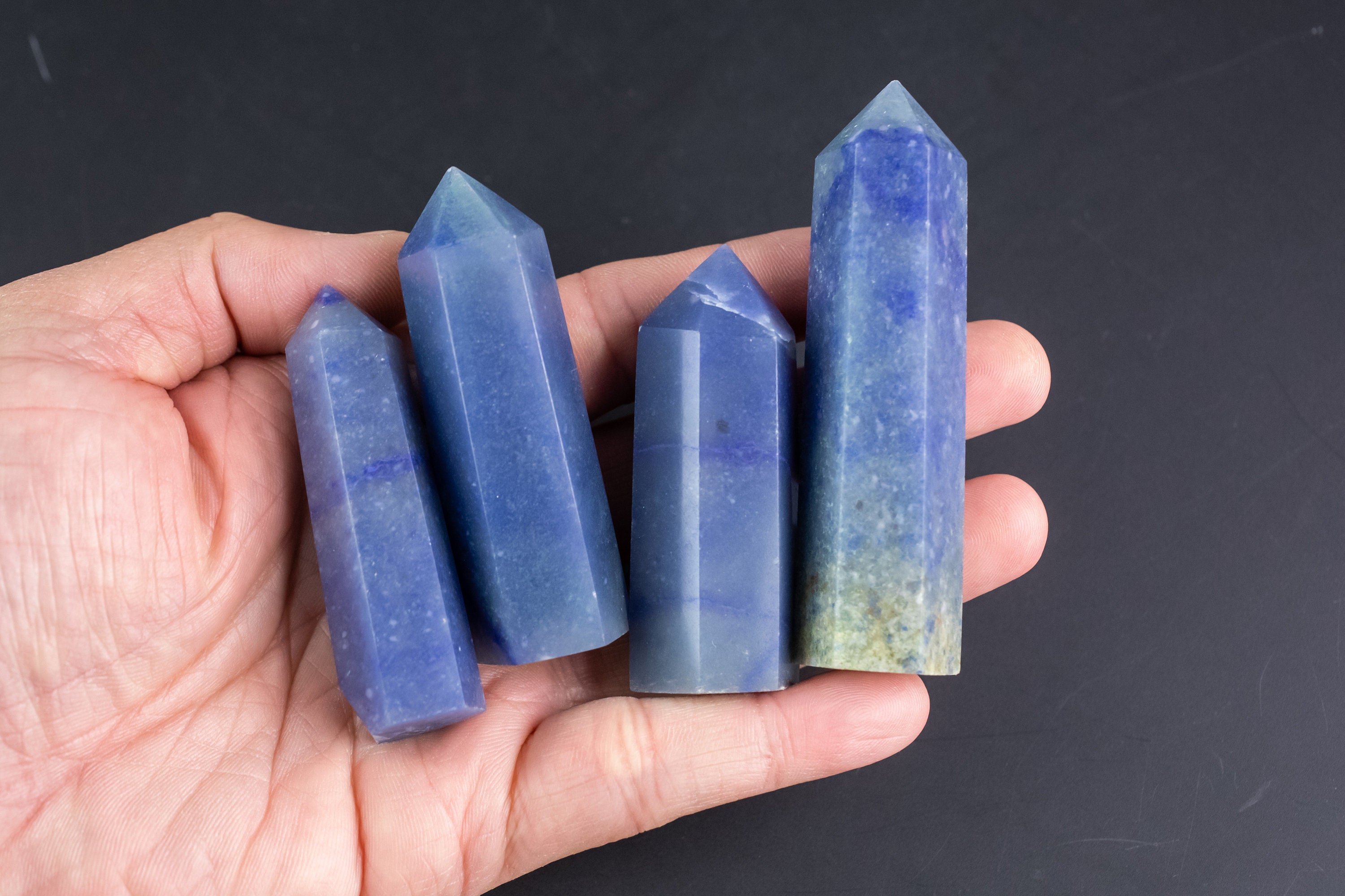 Natural Blue Aventurine Obelisk Tower Point Wand Healing Crystal Towers
