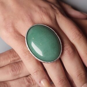 Big adjustable green Aventurine gemstone oval cocktail ring. Large ocean green silver statement ring Big adjustable green Aventurine gemstone oval cocktail ring. Large ocean green silver statement ring
