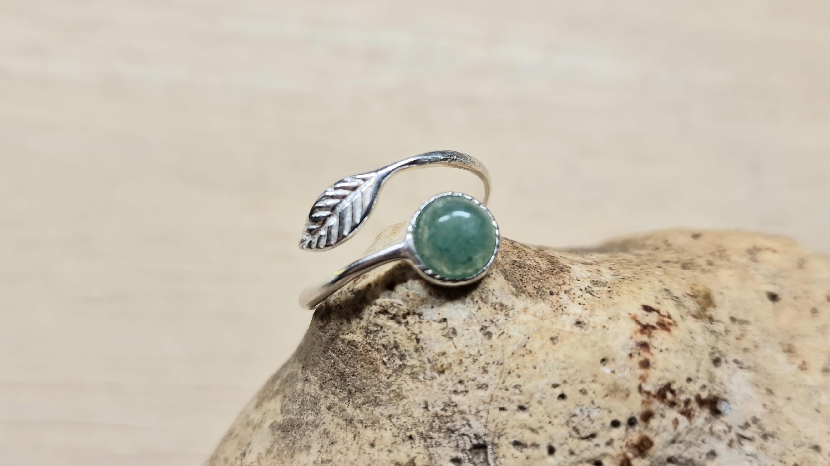 Green Aventurine Leaf Ring. Size N (6 3/4) Delicate Crystal Reiki Jewelry Uk. Gemstone 925 Sterling Silver Rings For Women Green Aventurine Leaf Ring. Size N (6 3/4) Delicate Crystal Reiki Jewelry Uk. Gemstone 925 Sterling Silver Rings For Women