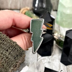 Green Aventurine Lightning Bolt Ring Size 6 7 8 9 10 11 / Foxlark Collection / Crystal Ring Gothic Ring Halloween Jewelry Punk Rock Ring Green Aventurine Lightning Bolt Ring Size 6 7 8 9 10 11 / Foxlark Collection / Crystal Ring Gothic Ring Halloween Jewelry Punk Rock Ring