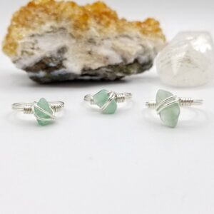 Green Aventurine Ring, Silver Wire Wrapped Ring Green Aventurine Ring, Silver Wire Wrapped Ring