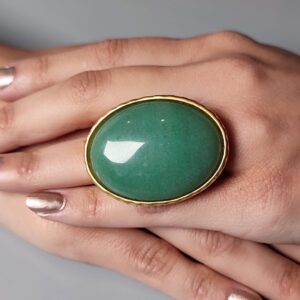Handmade Gold Plated Aventurine Statement Ring - Adjustable Handmade Gold Plated Aventurine Statement Ring - Adjustable