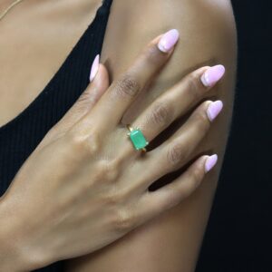 Horizontal Prong Set Green Aventurine Ring · 14k Gold Solitaire Green Ring · Green Gemstone Ring · Rectangle Stone Ring Horizontal Prong Set Green Aventurine Ring · 14k Gold Solitaire Green Ring · Green Gemstone Ring · Rectangle Stone Ring
