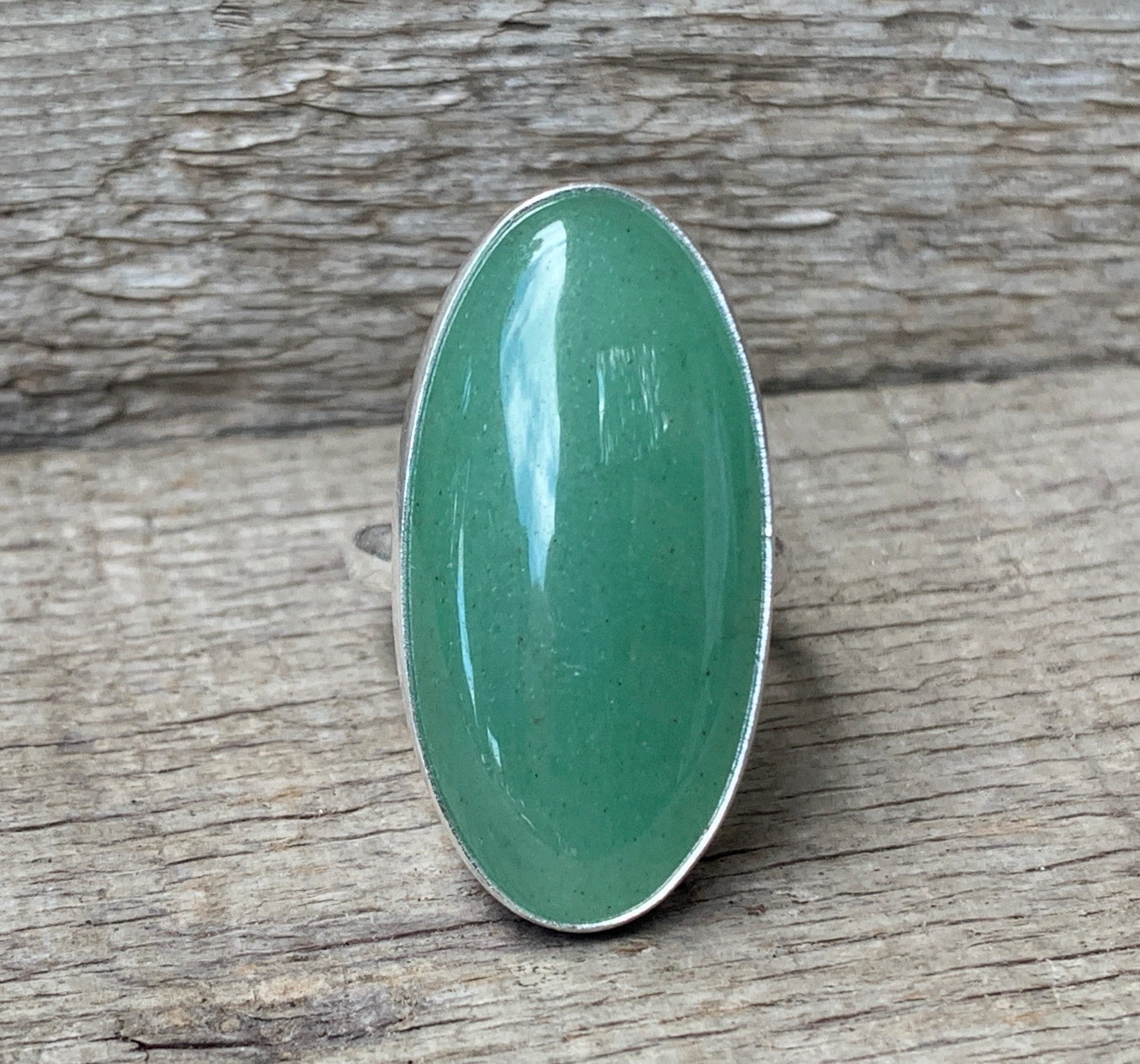 Long Oval Green Aventurine Sterling Silver Statement Ring | Large Oval Green Stone Ring | Boho Ring | Gifts For Her | Made To Order