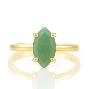 Marquise Cut Gemstone Ring · Gold Aventurine Ring · Solitaire Ring Gold · 18k Stacking Ring For Women Marquise Cut Gemstone Ring · Gold Aventurine Ring · Solitaire Ring Gold · 18k Stacking Ring For Women