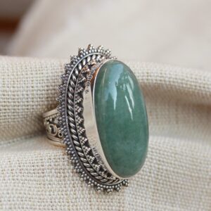 Natural Green Aventurine Sterling Silver Handmade Statement Ring, Gift For, Boho Ring, Emerald Green Color, Cabochon Size Gemstones Jewelry Natural Green Aventurine Sterling Silver Handmade Statement Ring, Gift For, Boho Ring, Emerald Green Color, Cabochon Size Gemstones Jewelry