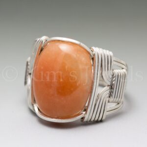 Peach Aventurine Sterling Silver Wire Wrapped Cabochon Ring - Made To Order Peach Aventurine Sterling Silver Wire Wrapped Cabochon Ring - Made To Order