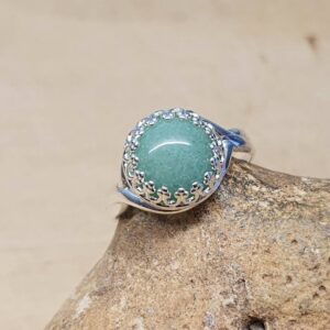 Round Green Aventurine Ring. 925 Sterling Silver Rings For Women. Crystal Reiki Jewelry Uk. Adjustable Ring. Gift For Her Birthday. Round Green Aventurine Ring. 925 Sterling Silver Rings For Women. Crystal Reiki Jewelry Uk. Adjustable Ring. Gift For Her Birthday.