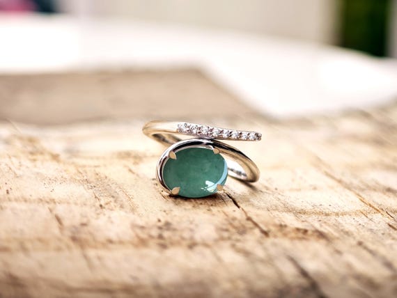 Vintage Green Aventurine Ring For Women 925 Sterling Silver Wedding Ring Handmade Oval Shape Aventurine Gemstone Ring Art Deco Design Ring