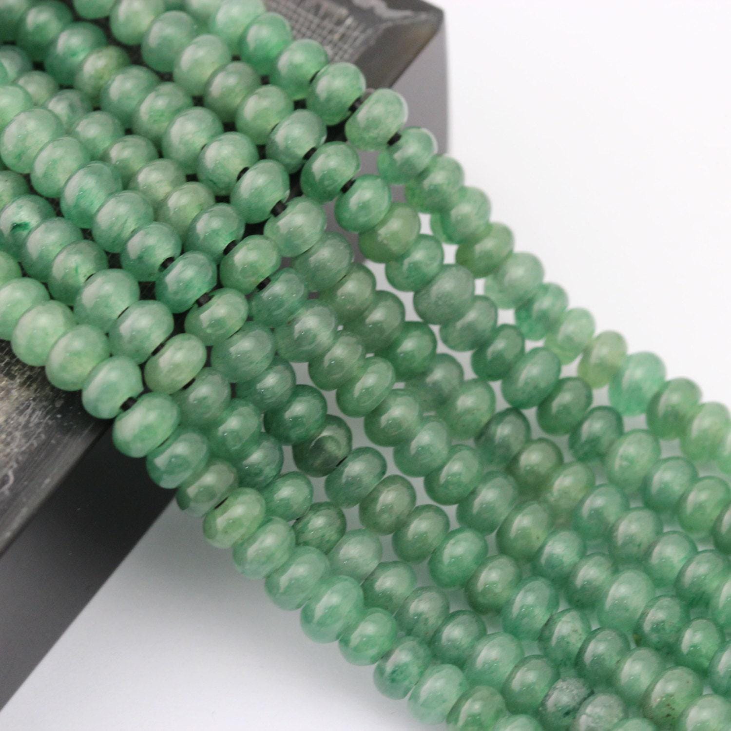 2.0mm Hole Green Aventurine Smooth Rondelle Beads 5x8mm 6x10mm 8" Strand 2.0mm Hole Green Aventurine Smooth Rondelle Beads 5x8mm 6x10mm 8" Strand