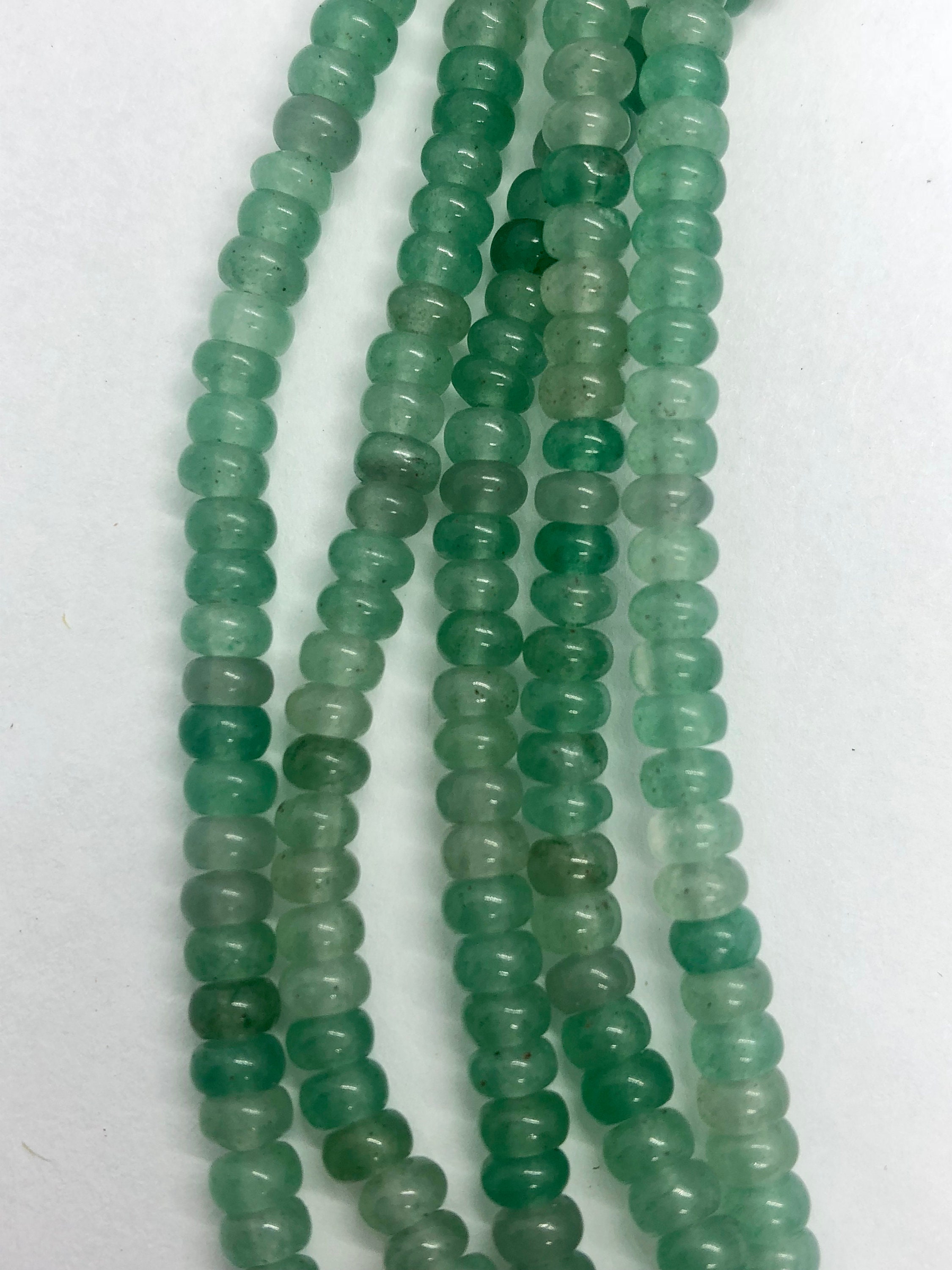 4mm Rondelle Green Aventurine Gemstone Beads.  15" Strand Of Rondelles, Approx. 160 Per Strand.  Light Green. Mint Green.