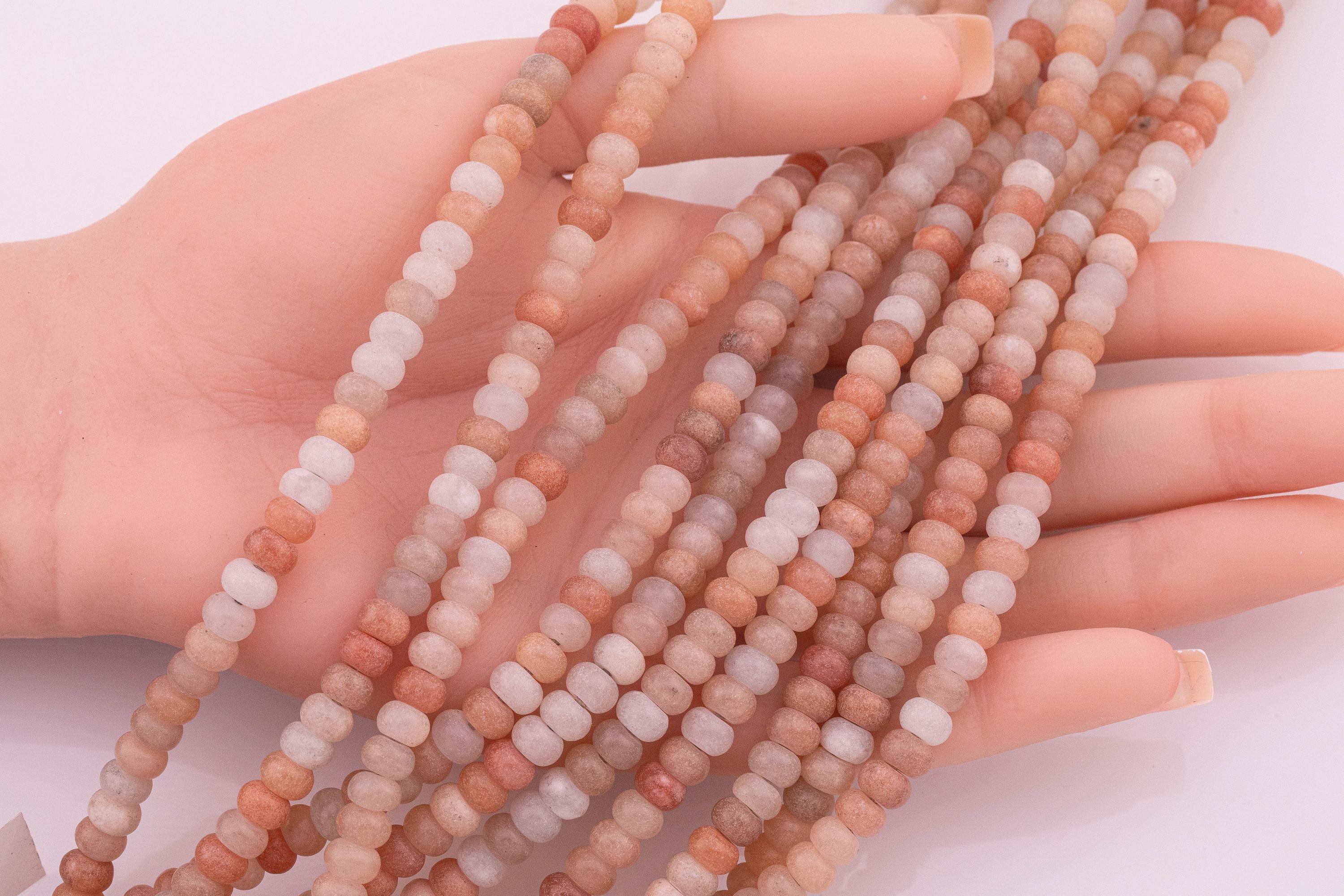 6mm Natural Pink Aventurine Beads Peach Color Roundel Loose Beads 15.5" Strands