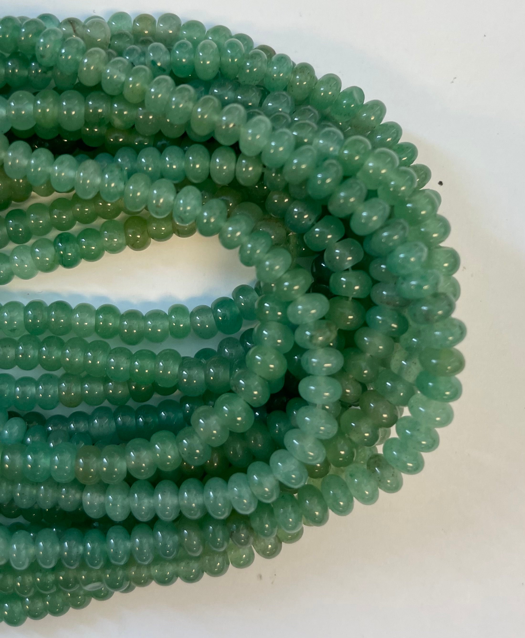 Aventurine 6x3mm 8x5mm Rondelle Gemstone Beads - 15.5 Inches Strand