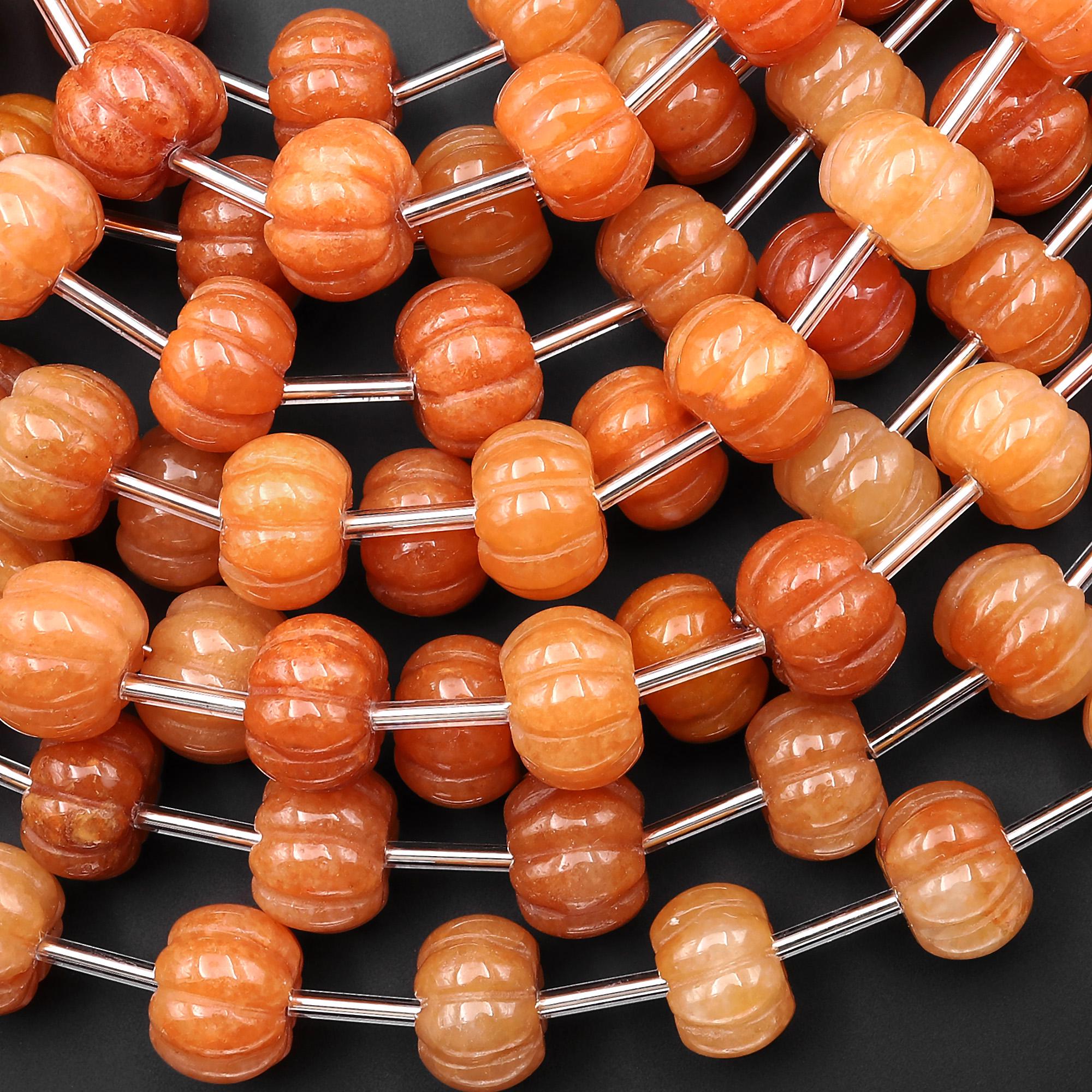 Aaa Hand Carved Natural Orange Aventurine 12mm Pumpkin Melon Rondelle Beads 15.5" Strand Aaa Hand Carved Natural Orange Aventurine 12mm Pumpkin Melon Rondelle Beads 15.5" Strand
