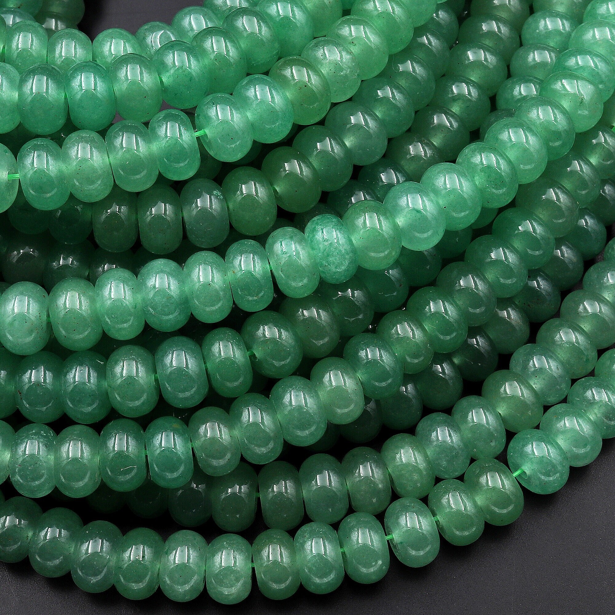 Aaa Natural Green Aventurine 8mm Rondelle Beads 15.5" Strand