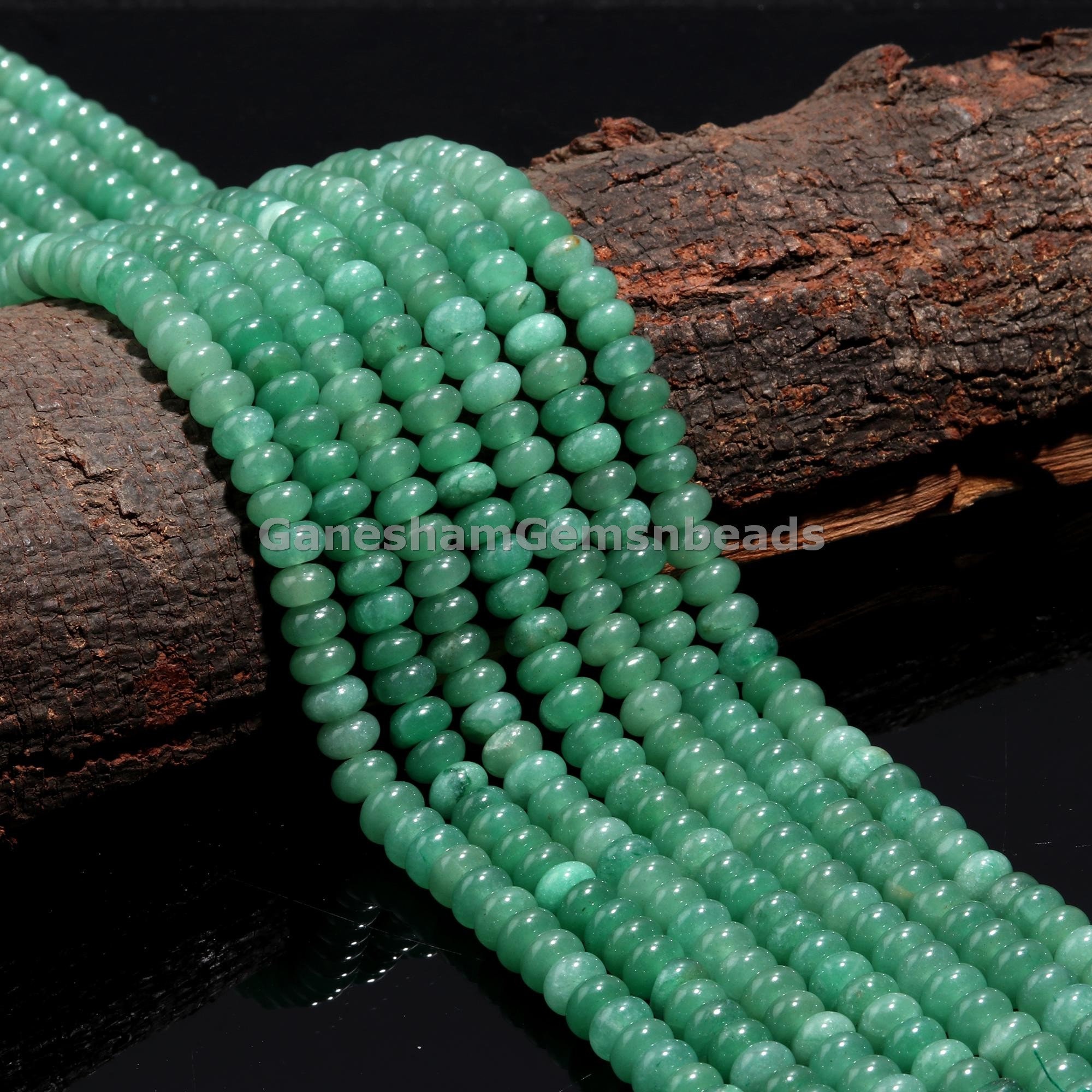 Green Aventurine Smooth Rondelle Beads, Natural Green Aventurine Beads, Quality Aventurine Bead, Wholesale Beads, Women Gift