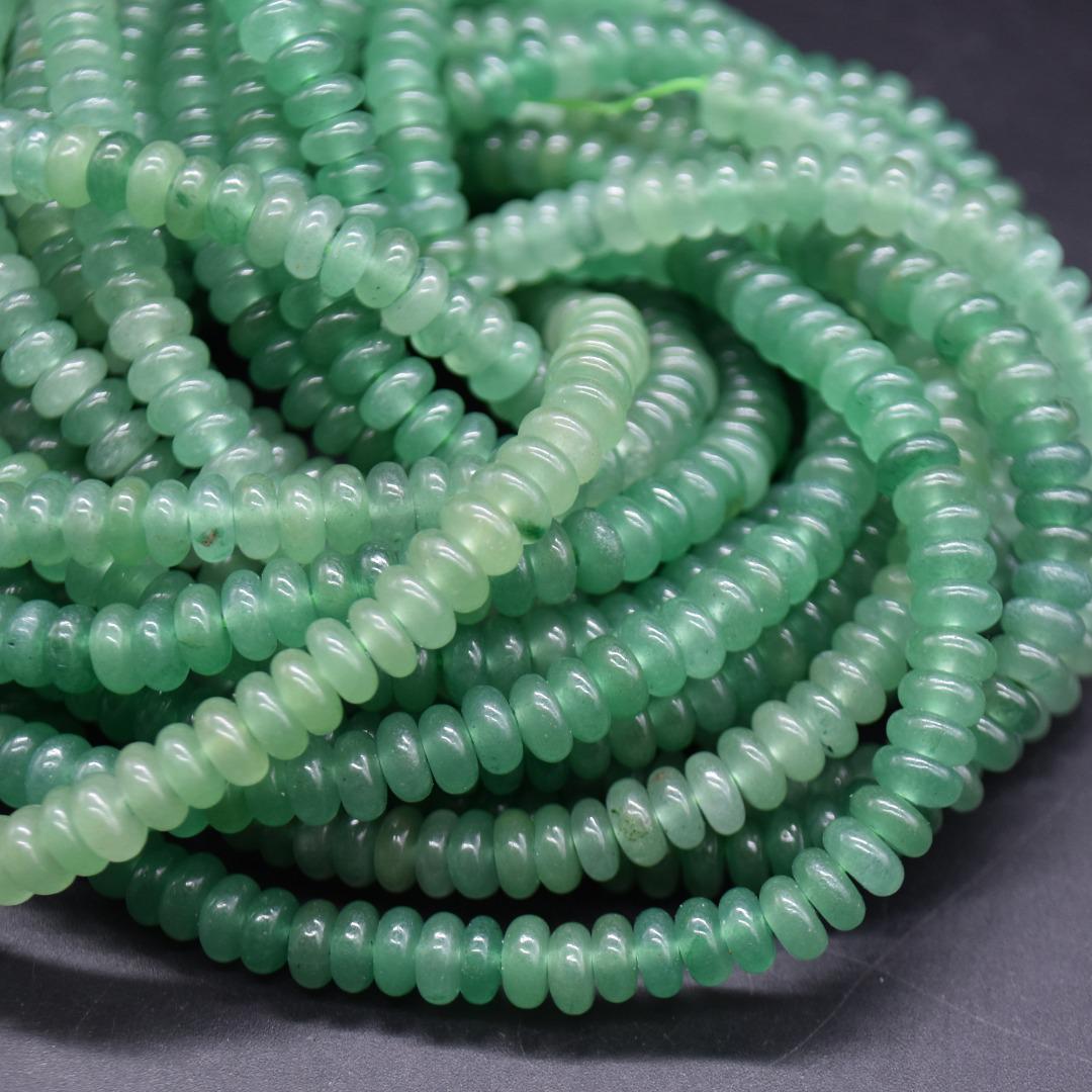 Green Aventurine Smooth Rondelle Spacer Beads - 6mm X 4mm - 15" Strand, For Jewellery Making