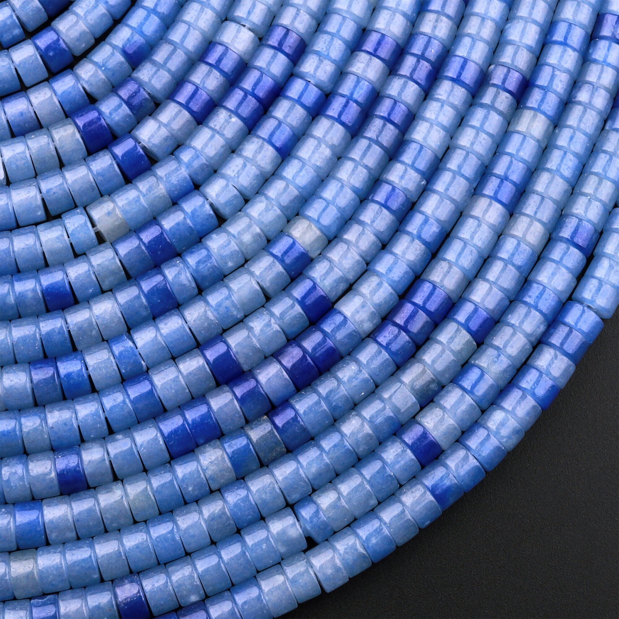 Natural Blue Aventurine 4mm Heishi Rondelle Beads Aka Blue Quartz 15.5" Strand Natural Blue Aventurine 4mm Heishi Rondelle Beads Aka Blue Quartz 15.5" Strand