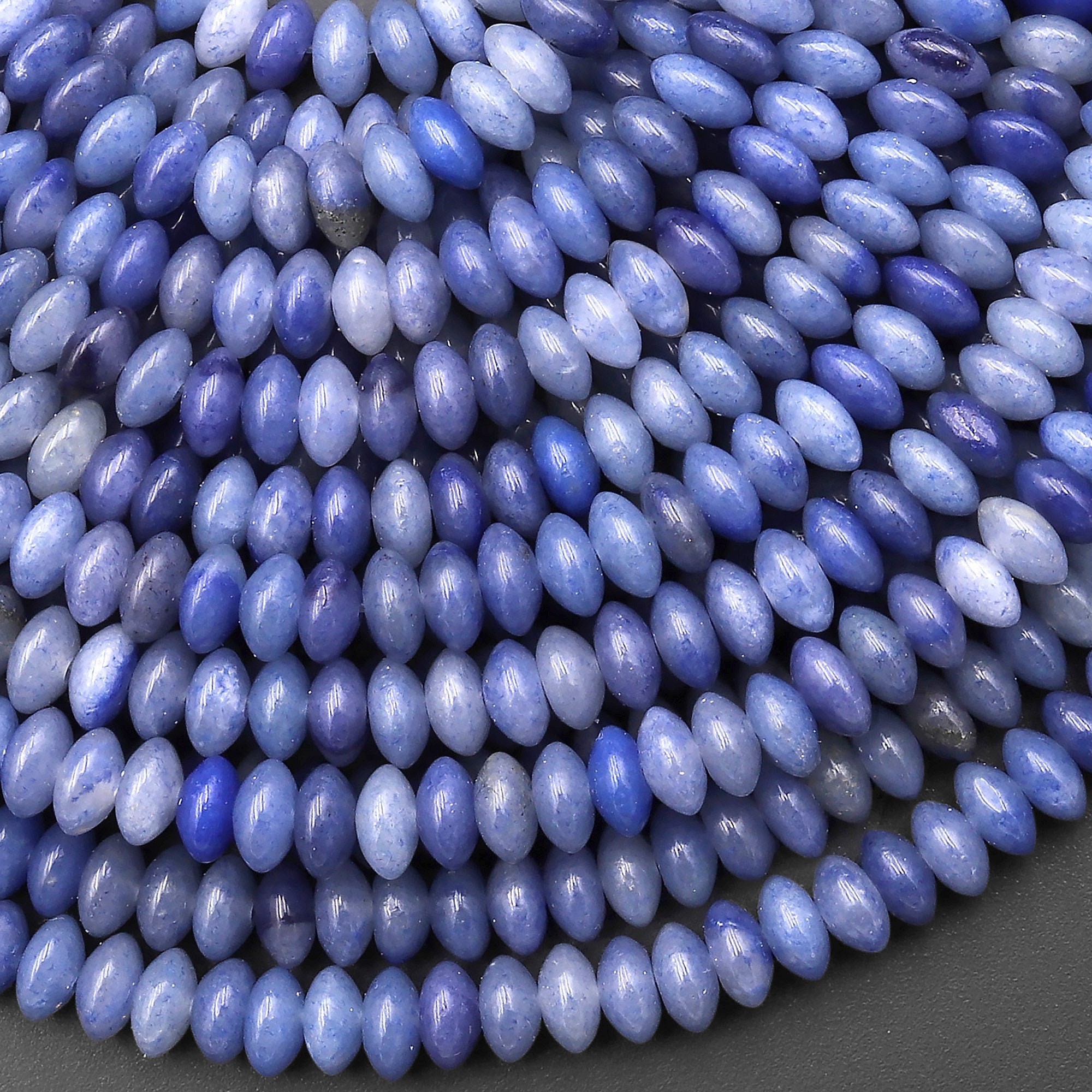 Natural Blue Aventurine 4mm 6mm Smooth Rondelle Beads Thin Saucer 15.5" Strand Natural Blue Aventurine 4mm 6mm Smooth Rondelle Beads Thin Saucer 15.5" Strand