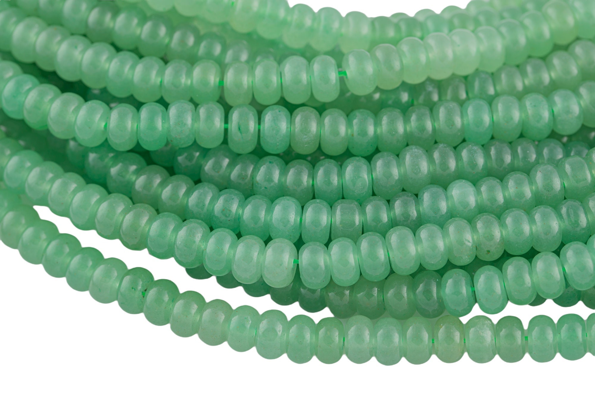 Natural Green Aventurine- High Quality In Roundel, 6mm, 8mm- Full 15.5 Inch Strand-full Strand 15.5 Inch Strand Smooth Gemstone Beads