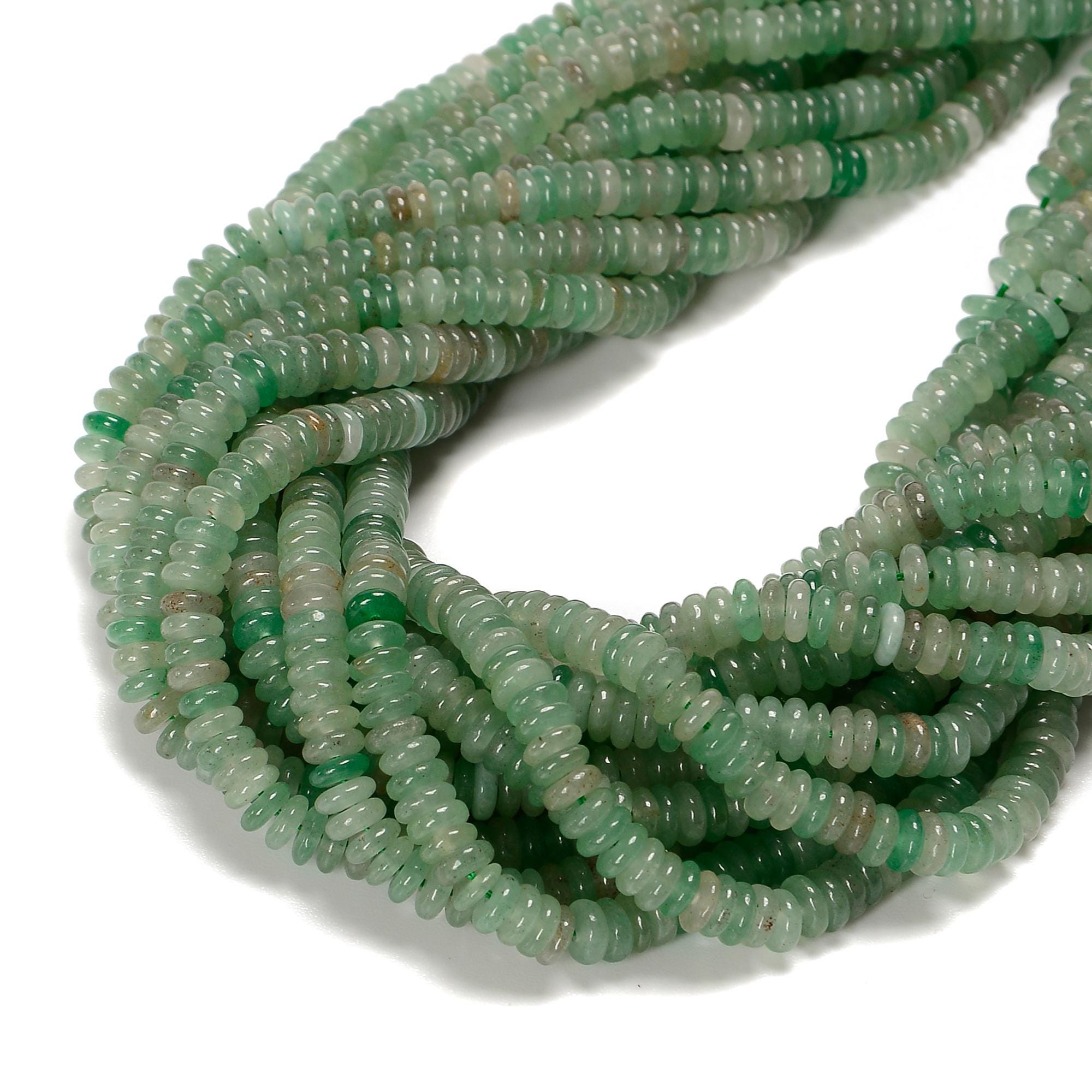 Natural Green Aventurine Smooth Rondelle Beads Size 2x6mm 15.5" Strand Natural Green Aventurine Smooth Rondelle Beads Size 2x6mm 15.5" Strand