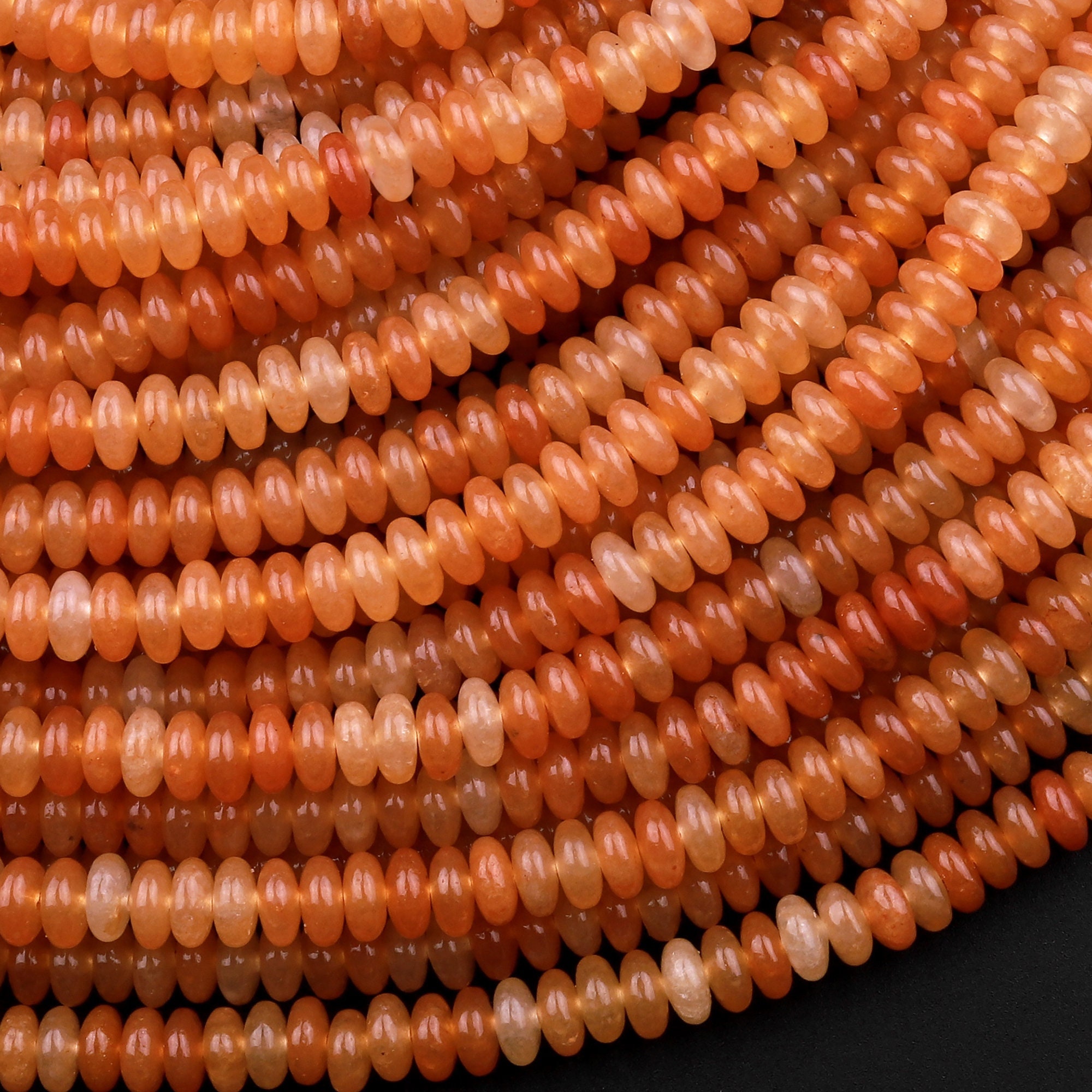 Natural Orange Aventurine 4mm Smooth Rondelle Beads Thin Saucer 15.5" Strand Natural Orange Aventurine 4mm Smooth Rondelle Beads Thin Saucer 15.5" Strand