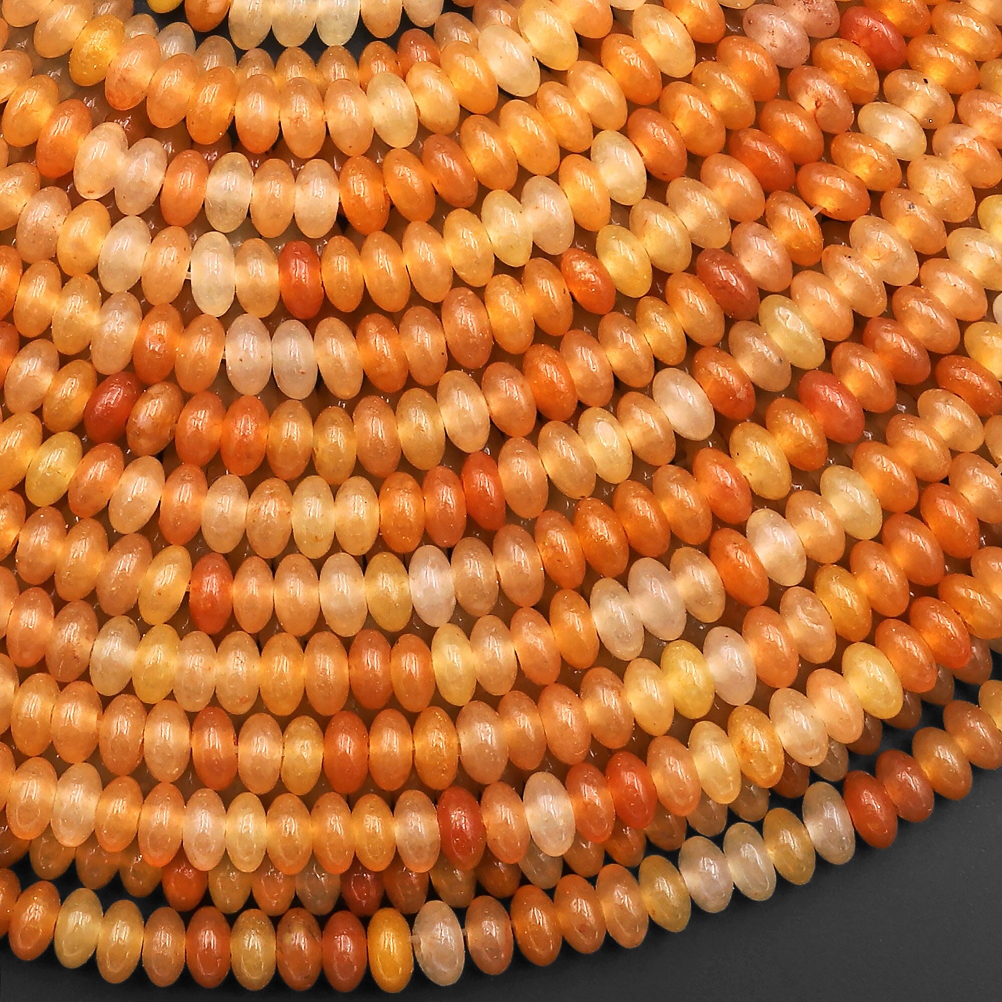 Natural Orange Yellow Aventurine 4mm Smooth Rondelle Beads 15.5" Strand Natural Orange Yellow Aventurine 4mm Smooth Rondelle Beads 15.5" Strand