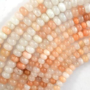 Natural Peach Aventurine Rondelle Button Beads 15" Strand 4x6mm 5x8mm