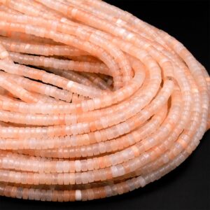 Natural Peach Pink Aventurine 4mm Heishi Rondelle Beads 15.5" Strand